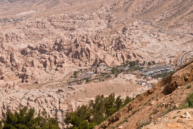 20100412_104633 D300.jpg - Overlooking Petra, Jordan   Petra lies on the slope of Mount Hor in a basin among the mountains which form the eastern flank of Arabah, the large valley running from the Dead Sea to the Gulf of Aqaba